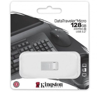 KINGSTON Флеш Диск 128GB DataTraveler Micro DTMC3G2/128GB USB3.2 серебристый