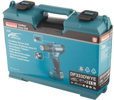 Дрель MAKITA Дрель-шуруповерт DF333DWYE аккум. патрон:быстрозажимной (кейс в комплекте)