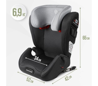 Автокресло детское SMART TRAVEL УУД Expert Fix гр.II/III, Dark grey (KRES3895)