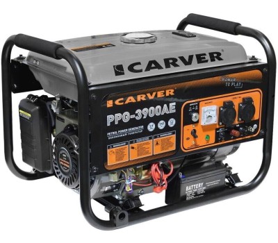 CARVER Бензиновый генератор PPG- 3900AE, 220/12 В, 3.2кВт, с АКБ [01.020.00021]