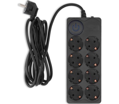 Сетевой фильтр IPPON Сетевой фильтр BK-8-EU-3-10-B, 3м, черный