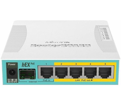 MIKROTIK Маршрутизатор hEX PoE (1x1000Mbs WAN, 4x1000Mbs LAN, 1x1000Mbs SFP, USB) (RB960PGS)