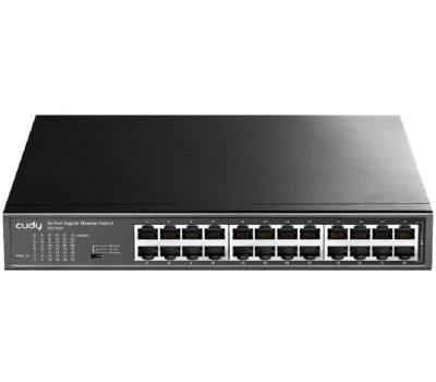 Коммутатор CUDY Коммутатор 24-Port Gigabit Metal Switch 24-Port Gigabit Switch, 24 Gigabit RJ45 Ports, IGMP Snooping, Loop Detection/Prevention, 802.1p/DSCP QoS, Switch/VLAN/Extend working mode DIP switch, Rack-mountable Steel Case, Power Saving, Plug & P