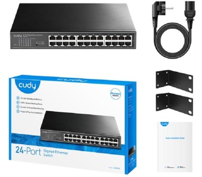 Коммутатор CUDY Коммутатор 24-Port Gigabit Metal Switch 24-Port Gigabit Switch, 24 Gigabit RJ45 Ports, IGMP Snooping, Loop Detection/Prevention, 802.1p/DSCP QoS, Switch/VLAN/Extend working mode DIP switch, Rack-mountable Steel Case, Power Saving, Plug & P