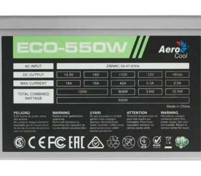 Блок питания AEROCOOL Formula V Line ECO-550 550W ATX12V v2.3, 12cm Fan (ex )