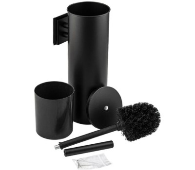 САНАКС - Ёрш для унитаза круглый, настенный, из нержавеющей стали, цвет ЧЕРНЫЙ. 31401