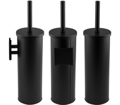 САНАКС - Ёрш для унитаза круглый, настенный, из нержавеющей стали, цвет ЧЕРНЫЙ. 31401