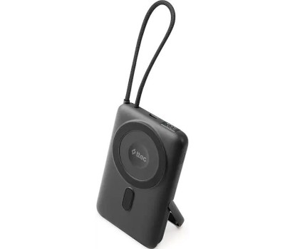 TTEC Внешний аккумулятор беспроводной Recharger M LCD 10000 mAh. MagSafe PD 20W Powerbank с кабелем USB-C и подставкой. Цвет: серый