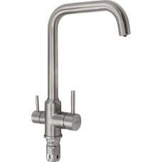 Смеситель кухонный MAGNUS 91115 Смеситель кухонный Г-образный гусак шаровый с двойным выпуском воды для фильтра нерж.ст