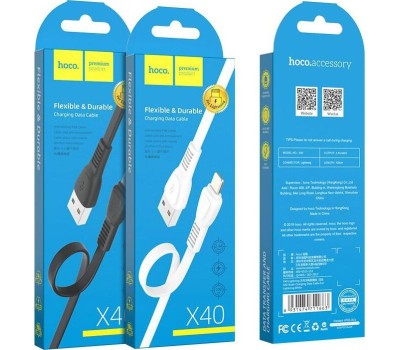 Дата-кабель 8 Pin HOCO (6931474711663) X40 USB (m) - 8 Pin (m) 1.0m - белый