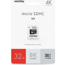 Карта памяти SMARTBUY (SB32GBSDCL10U3L-01) MICRO SDHC 32GB CLASS10 PRO U3 R/W: 95/60 MB/S (с адаптером SD)