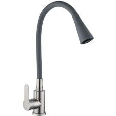 Смеситель АНТЕЙ 577032 Садко Смеситель д/кухни шар. с силиконовым изливом серый нерж.сталь 1/11