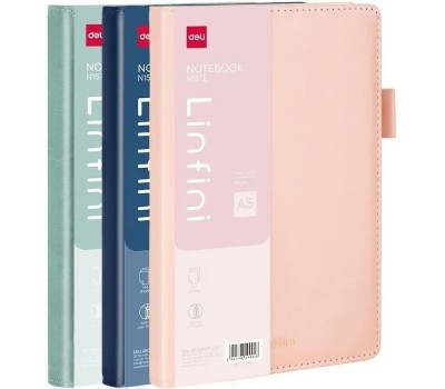 DELI Блокнот Linfini, A5, 144л, в линейку, твердая обложка, ассорти [en157l]