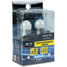 Лампа автомобильная AVS T087A T20/белый/(W3x16d) CANBUS 6SMD 3030, 1 contact(7440), 10-30V коробка 2 шт