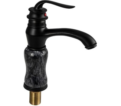 BRIMIX - Смеситель для раковины, корпус под черный мрамор с черными вставками, шаровый, пластик АБС 1681