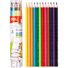 DELI Карандаши цв. EC112-12 Enovation трехгран. пластик 12цв. карт.тубус (12шт)