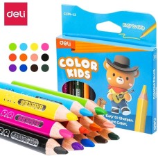 DELI Карандаши цв. EC-134-12 Color Kids трехгран. ассорти 12цв. карт.кор. (12шт) 12 карандашей