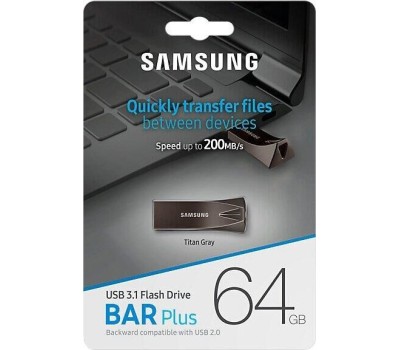 USB флеш SAMSUNG 64GB BAR PLUS USB 3.1 200МВ/S серый