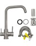 Смеситель кухонный MAGNUS 91115 Смеситель кухонный Г-образный гусак шаровый с двойным выпуском воды для фильтра нерж.ст