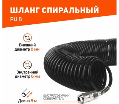 Шланги пневматические PATRIOT 830901040 PU 8 Шланг спиральный
