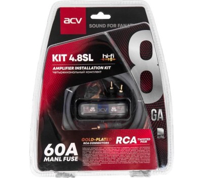 Комплект проводов ACV KIT 4.8SL (Silver=ECO) (4-кан усил-ля 8AWG/Mini ANL 60A)