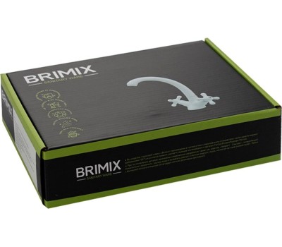 Смеситель для кухни BRIMIX 4409 Смеситель для кухни, металлокерамика, из высокопрочного АБС пластика, ручка КРЕСТ, цвет БЕЛЫЙ.