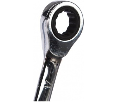 Рожковый ключ REXANT (12-4841-1) Набор ключей комбинированных трещоточных (8, 10, 13, 17, 19мм), 5 шт, CrV, зеркальное хромирование