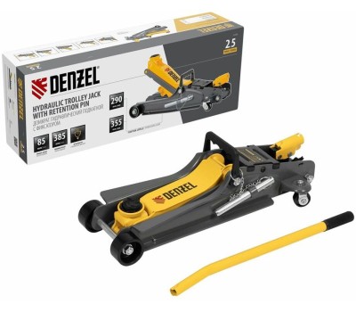 Домкрат гидравлический DENZEL Домкрат гидравлический подкатной с фиксатором, 2,5 т, 85-385 мм 51232