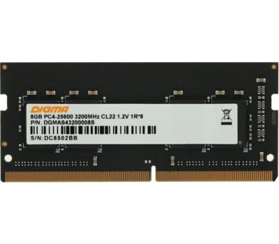 Оперативная память DIGMA Оперативная память DGMAS43200008S DDR4 - 1x 8ГБ 3200МГц, для ноутбуков (SO-DIMM), Ret