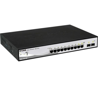 D-LINK SMB D-Link DGS-1210-10P/ME/A1A Управляемый L2 коммутатор с 8 портами 10/100/1000Base-T и 2 портами 1000Base-X SFP (8 портов PoE 802.3af/at, PoE-бюджет 78 Вт)