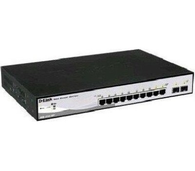 D-LINK SMB D-Link DGS-1210-10P/ME/A1A Управляемый L2 коммутатор с 8 портами 10/100/1000Base-T и 2 портами 1000Base-X SFP (8 портов PoE 802.3af/at, PoE-бюджет 78 Вт)
