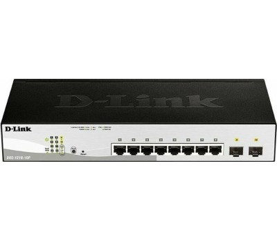 D-LINK SMB D-Link DGS-1210-10P/ME/A1A Управляемый L2 коммутатор с 8 портами 10/100/1000Base-T и 2 портами 1000Base-X SFP (8 портов PoE 802.3af/at, PoE-бюджет 78 Вт)