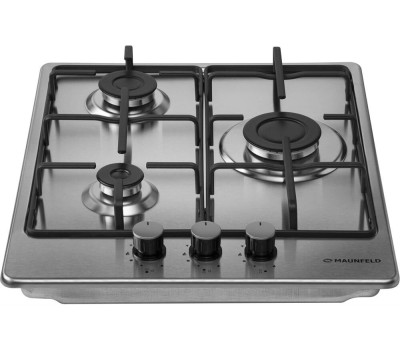 Варочная панель газовая MAUNFELD Газовая варочная панель EGHS.43.3STS-ES, 3 конфорки, нержавеющая сталь, серебристый