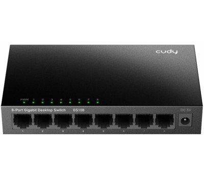 Коммутатор CUDY Коммутатор 8-Port Gigabit Metal Switch 5-Port Gigabit Ethernet Switch, 5 10/100/1000M RJ45 Ports, Loop Detection, USB-C Power Input, Plug & Play, Wall-Mount
