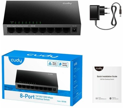 Коммутатор CUDY Коммутатор 8-Port Gigabit Metal Switch 5-Port Gigabit Ethernet Switch, 5 10/100/1000M RJ45 Ports, Loop Detection, USB-C Power Input, Plug & Play, Wall-Mount