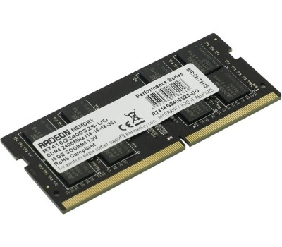 AMD RADEON Модуль памяти R7 Performance Series Black R7416G2400S2S-U 16GB DDR4 2400 SO DIMM Non-ECC, CL16, 1.2V, RTL (182330)