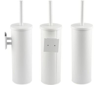 САНАКС - Ёрш для унитаза круглый, настенный, из нержавеющей стали, цвет БЕЛЫЙ. 31402