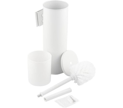 САНАКС - Ёрш для унитаза круглый, настенный, из нержавеющей стали, цвет БЕЛЫЙ. 31402