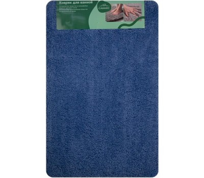 САНАКС - Коврик в ванную СТАНДАРТ, одинарный, синий, 50 х 80 см, 100%, ворс 18 мм 00424
