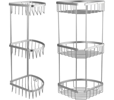 САНАКС - Полочка угловая, овальная, тройная, алюминиевая, матовая 75062