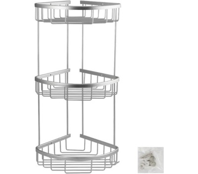 САНАКС - Полочка угловая, овальная, тройная, алюминиевая, матовая 75062