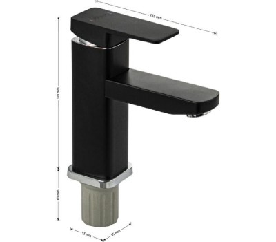 GFmark - Смеситель на раковину, шаровый, из высокопрочного пластика АБС, квадратный корпус, модель Элегант, цвет ЧЁРНЫЙ. 5978