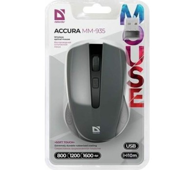 Мышь беспроводная DEFENDER (52936) ACCURA MM-935 серый