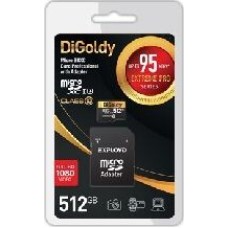Карта памяти Карта памяти Digoldy 512GB microSDXC Class 10 UHS-1 Extreme Pro (U3) с адаптером SD 95 MB/s