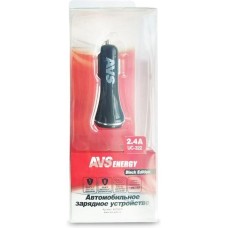 Автомобильное зарядное устройство AVS A07281S USB 2 порта UC-322 (2,4А, черный) (Black Edition)