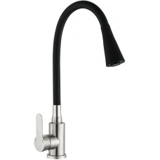 Смеситель АНТЕЙ 577033 Садко Смеситель д/кухни шар. с силиконовым изливом черный нерж.сталь 1/11