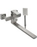 Смеситель МАГНУС 9227 Смеситель для ванны, длинный излив, шаровый, с дивертором на корпусе, квадратный корпус, из нержавеющей стали марки 304, цвет САТИН