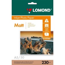 Фотобумага LOMOND Фотобумага A5, для струйной печати, 50л, 230г/м2, белый, покрытие матовое [0102069]