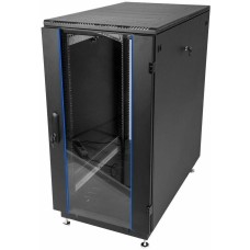ЦМО Шкаф коммутационный (ШТК-М-18.6.6-1ААА-9005) напольный 18U 600x600мм пер.дв.стекл задн.дв.стал.лист 2 бок.пан. направл.под закл.гайки 270кг черный 455мм 48.6кг 180град. 960мм IP20 сталь