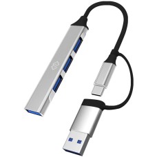 DIGMA Хаб (разветвитель) DHUB-4USB-AC-3.0, серебристый